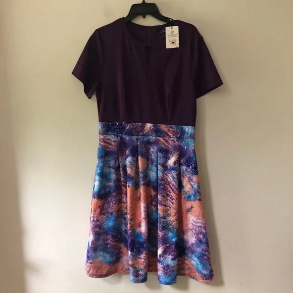 VINTAGE Style print flared print A-Line swing dress with pockets. SIZE: XL - Picture 4 of 8